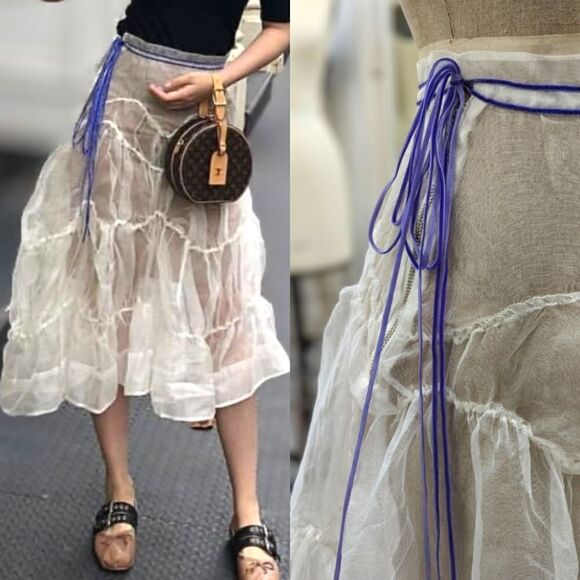 Marchen Silk Tulle Midi Skirt - Picture 4 of 10